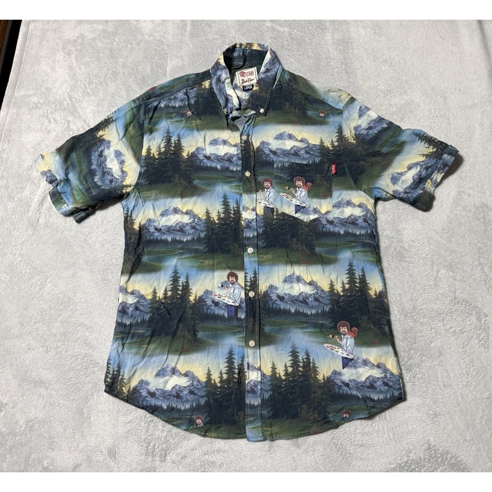 RSVLTS Bob Ross KUNUFLEX Shirt Mens Large Happy Little Trees